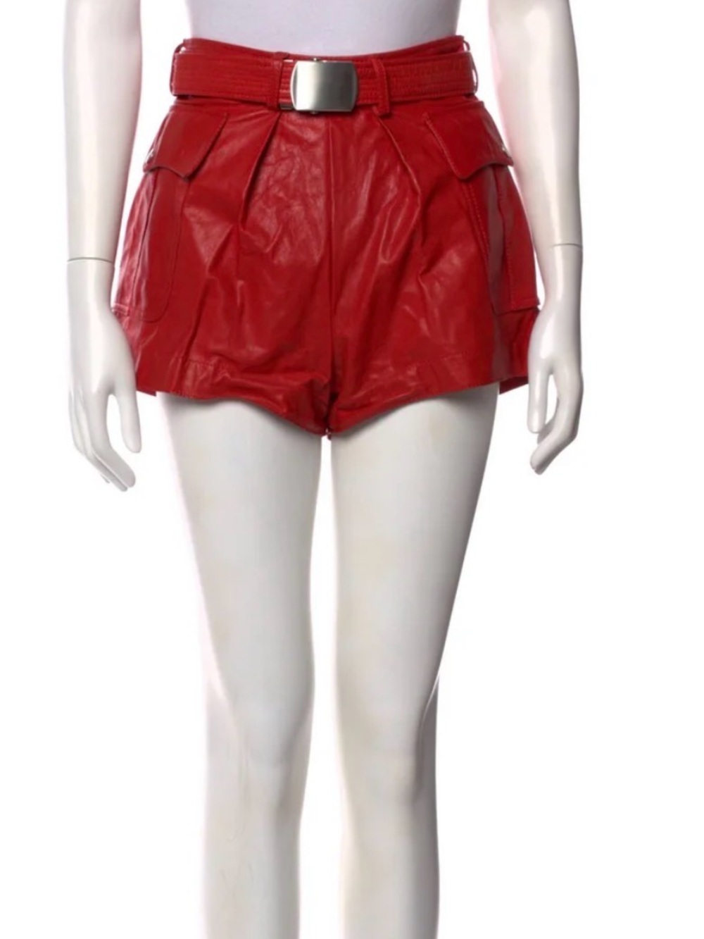 Philosophy di Lorenzo Serafini Red Leather Shorts